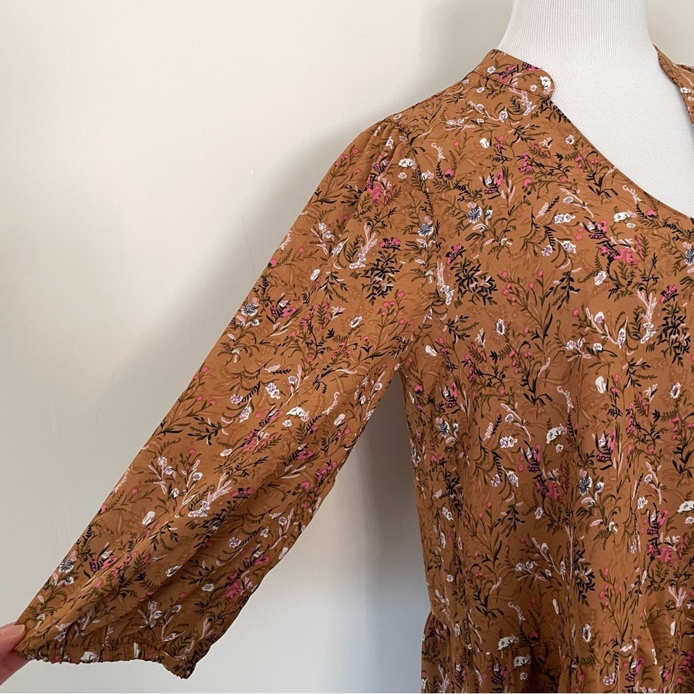 Melloday Floral Boho Brown Women's Short Dress Size Medium - Picture 7 of 15